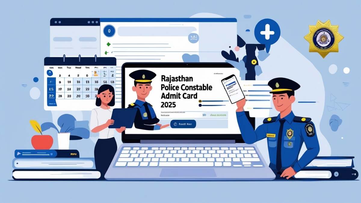 Candidates checking Rajasthan Police Constable Admit Card 2025 online with exam date, hall ticket, and police recruitment details