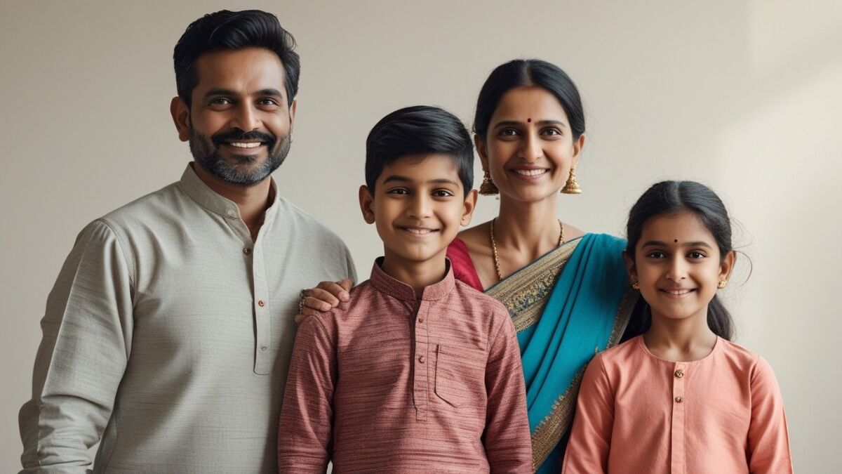 Young man sitting alone looking stressed while family argues about career expectations at home