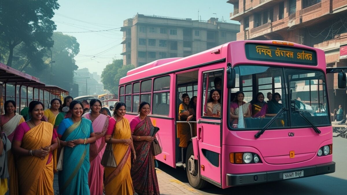 Pink Bus in Patna providing women-only safe and reliable public transportation