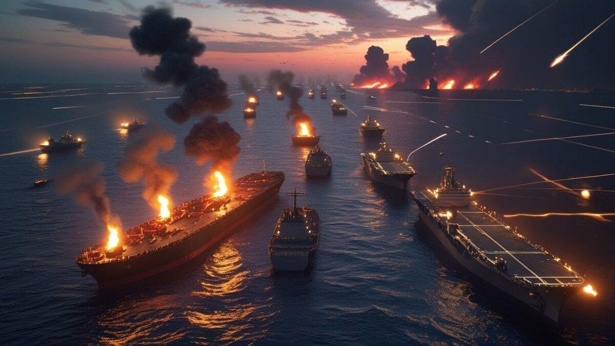 Strait of Hormuz crisis map showing oil tanker routes amid US-Iran tensions and rising global oil prices