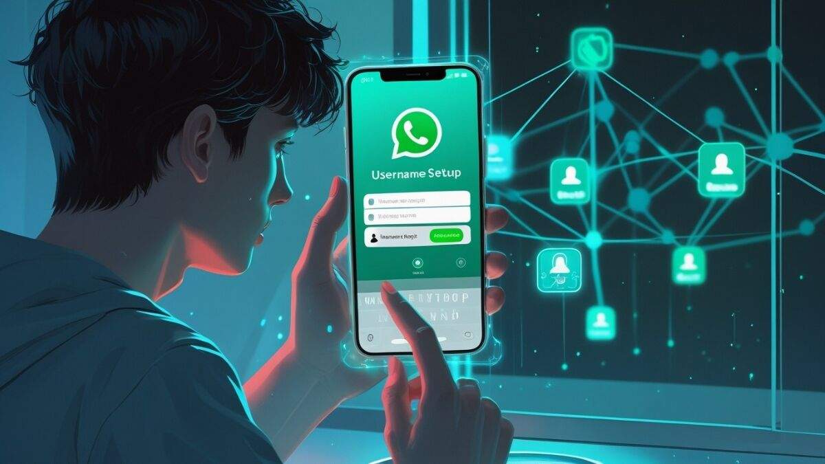 WhatsApp username feature interface showing profile settings and username option