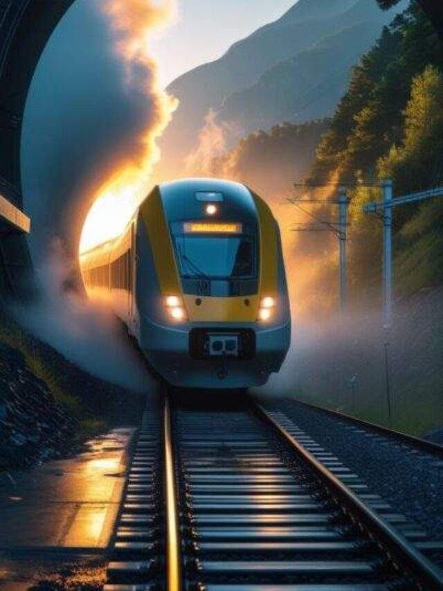 High speed train night scene