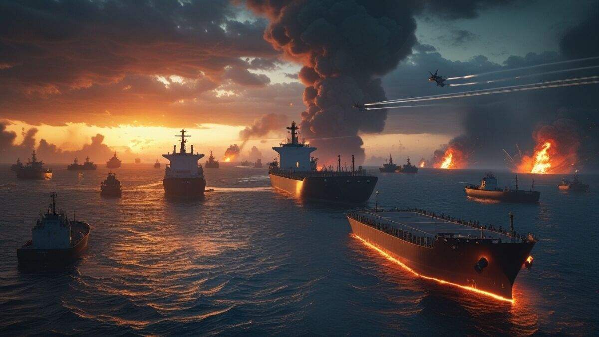 Oil tanker stuck in Strait of Hormuz during geopolitical conflict