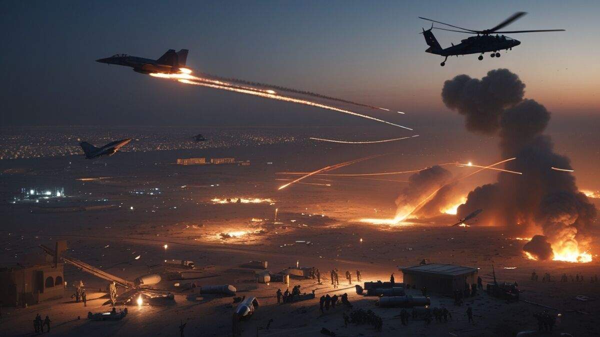 Iranian missile launch and air defense system during conflict