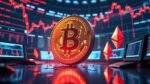 Bitcoin और Ethereum की गिरती कीमतों को दिखाता क्रिप्टो मार्केट ग्राफ