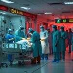 इबोला वायरस अलर्ट के बीच अस्पताल में मेडिकल जांच करते स्वास्थ्यकर्मी