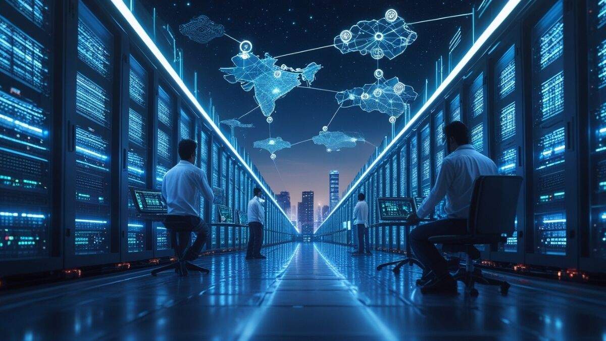 भारत में AI और क्लाउड मांग से बढ़ती डेटा सेंटर क्षमता का प्रतीकात्मक दृश्य