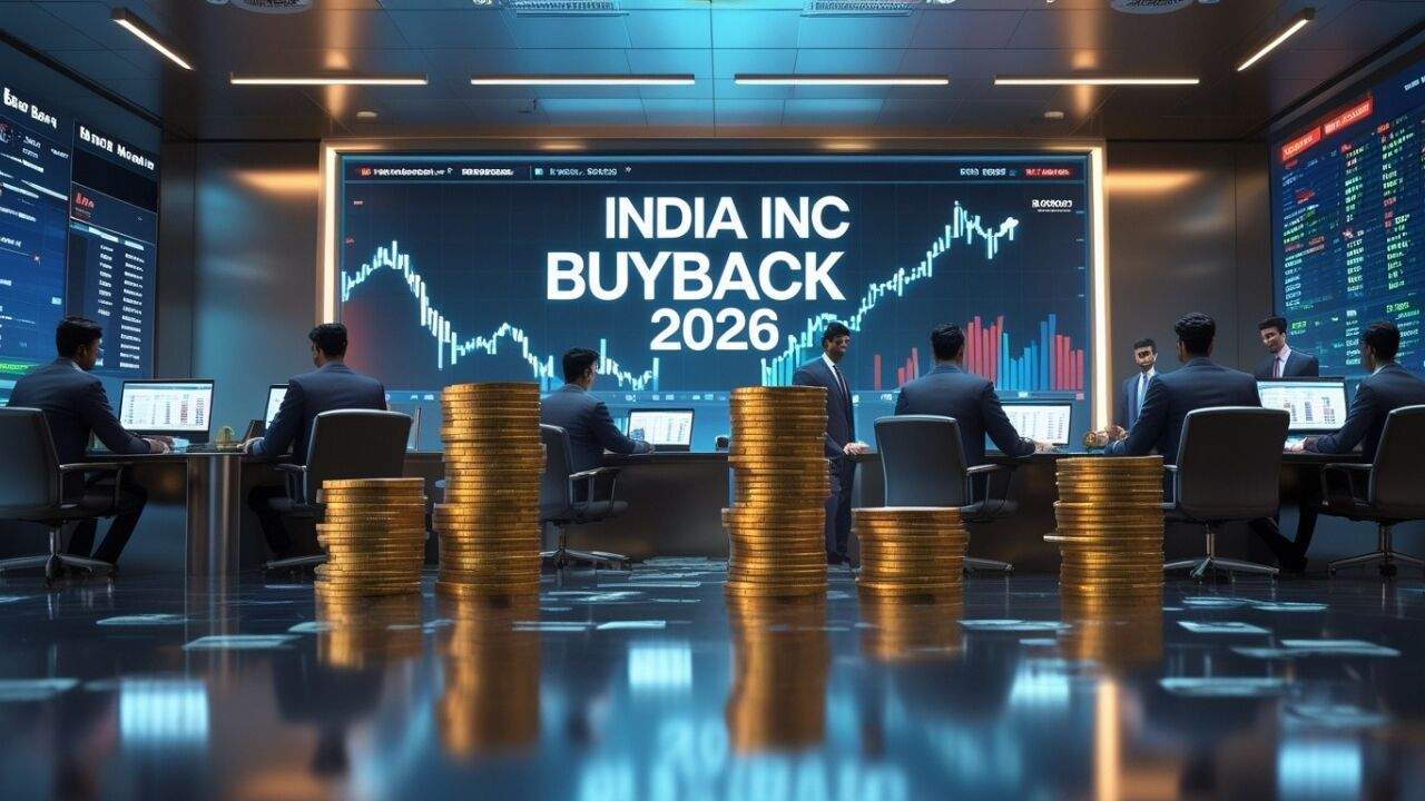 2026 में भारत की बड़ी कंपनियों द्वारा शेयर बायबैक की घोषणा का प्रतीकात्मक चित्र