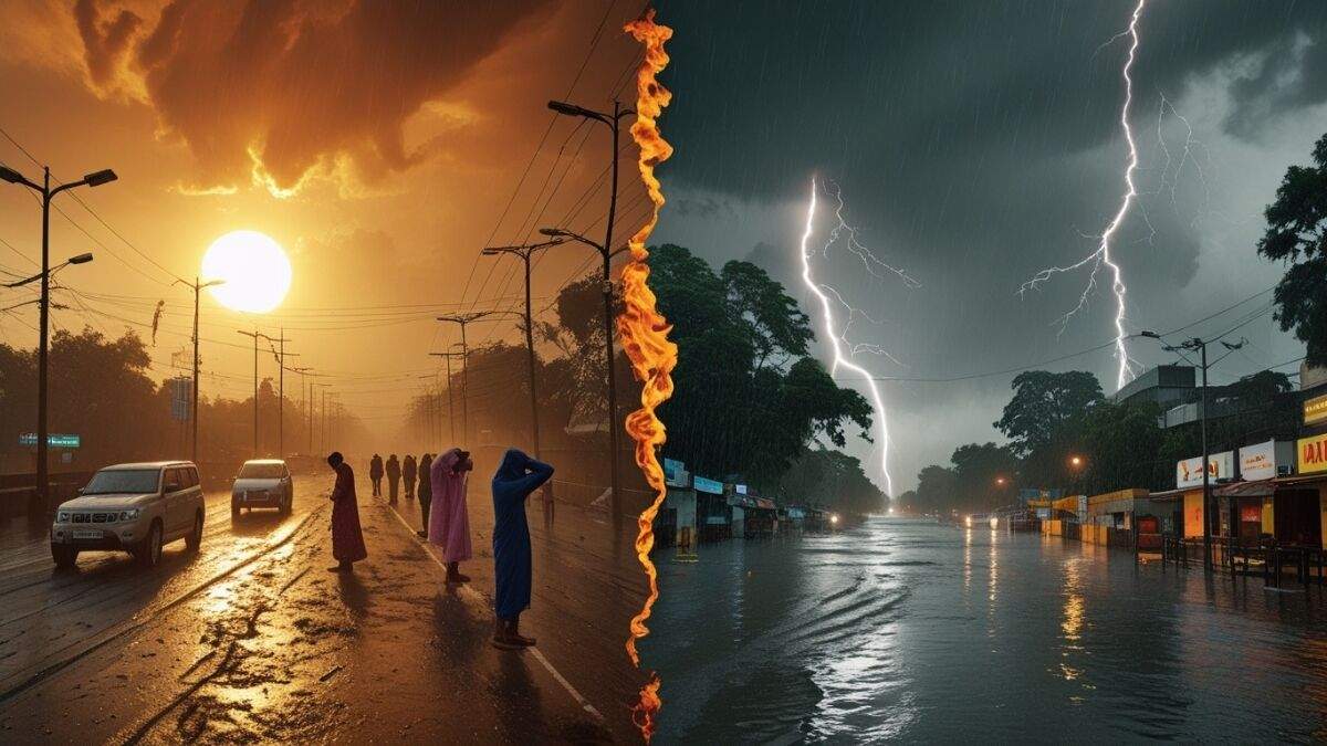 नौतपा के दौरान भारत में भीषण गर्मी और भारी बारिश का मौसम दृश्य