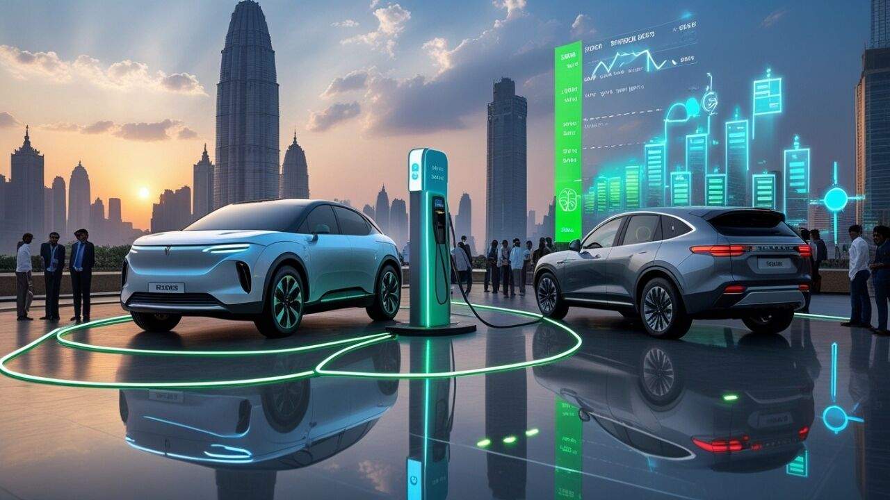 दिल्ली-NCR में GBG EV और Motovolt की MVS7 इलेक्ट्रिक डिलीवरी गाड़ियां बैटरी-स्वैपिंग स्टेशन के पास खड़ी हुईं।