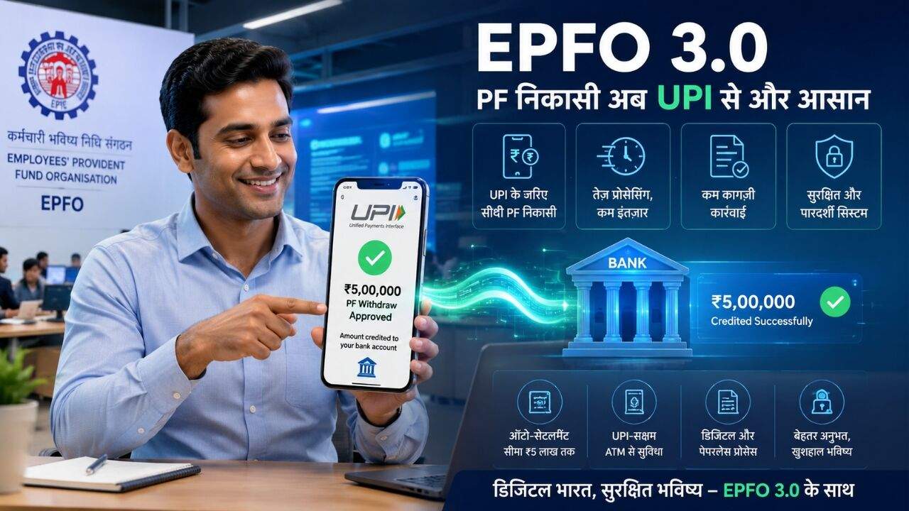 EPFO 3.0 के तहत UPI से PF निकासी और डिजिटल प्रोसेस का प्रतीकात्मक चित्र