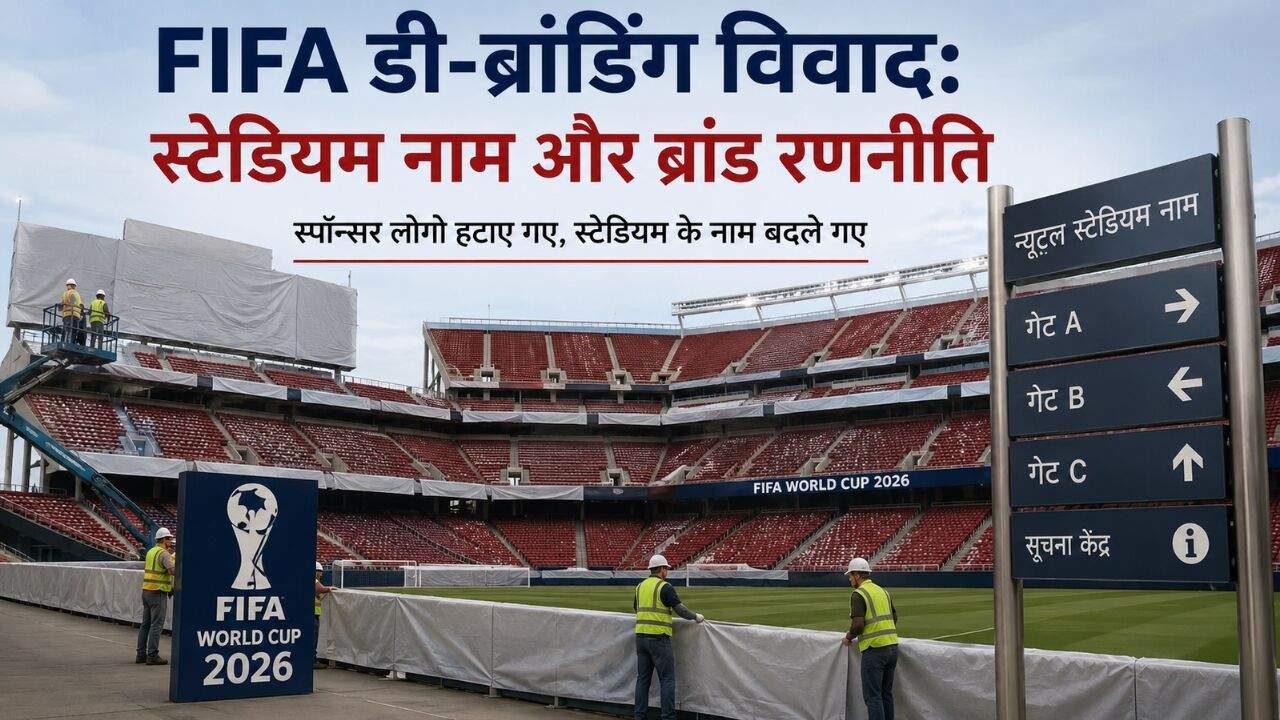स्टेडियम से ब्रांड लोगो हटाने की प्रक्रिया और FIFA डी-ब्रांडिंग अभियान का दृश्य