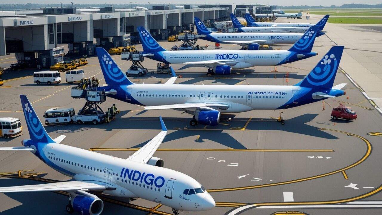 मैनचेस्टर रूट निलंबन की घोषणा के बाद रनवे पर खड़ा IndiGo विमान