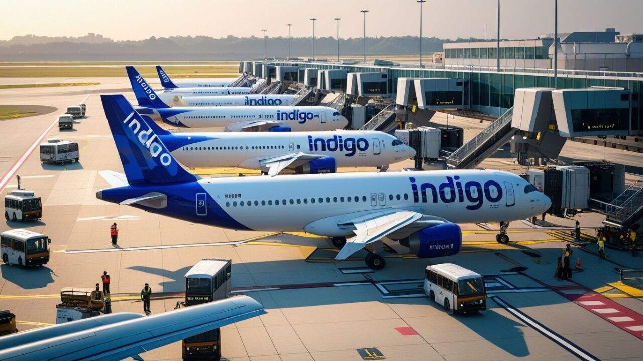 मैनचेस्टर रूट निलंबन की घोषणा के बाद रनवे पर खड़ा IndiGo विमान