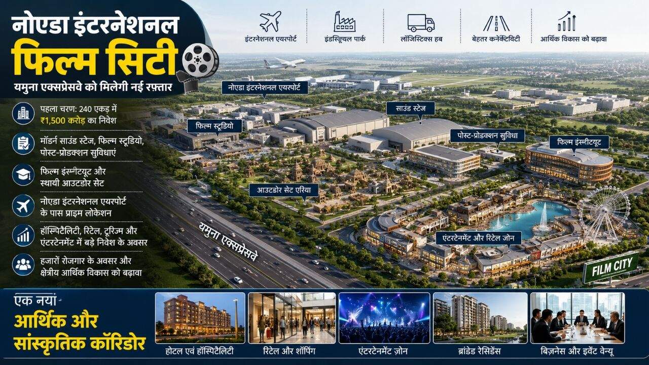 नोएडा इंटरनेशनल फिल्म सिटी के प्रस्तावित परिसर का आधुनिक मास्टर प्लान और स्टूडियो इंफ्रास्ट्रक्चर