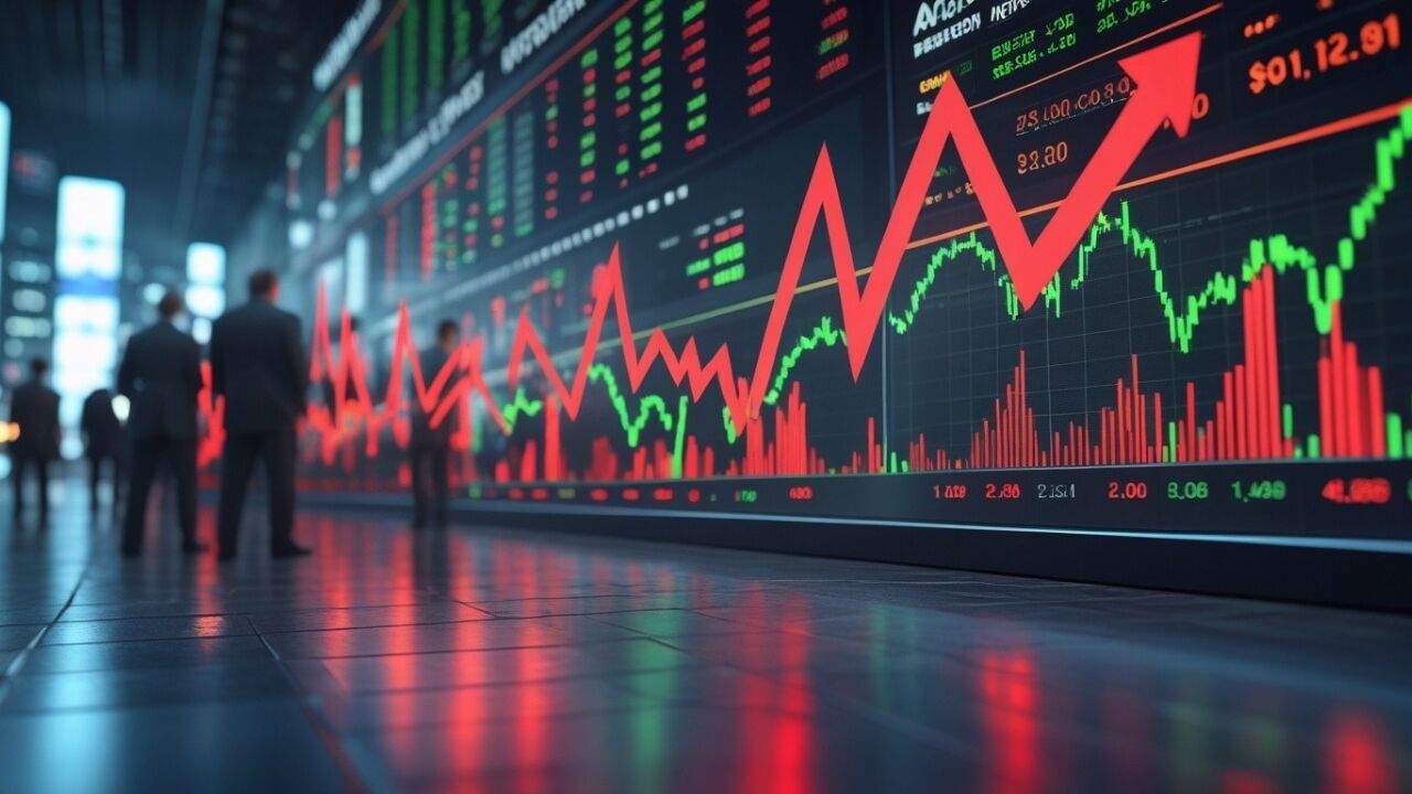 अमेरिकी शेयर बाजार में गिरावट के दौरान चिप स्टॉक्स और तकनीकी शेयरों में बिकवाली का प्रतीकात्मक दृश्य