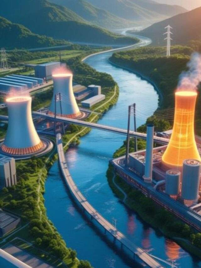 smart industrial power station with scenic river view