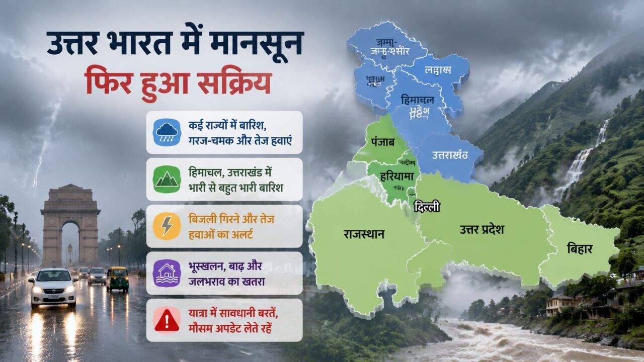 Weather Update में उत्तर भारत में मानसून और भारी बारिश का अलर्ट