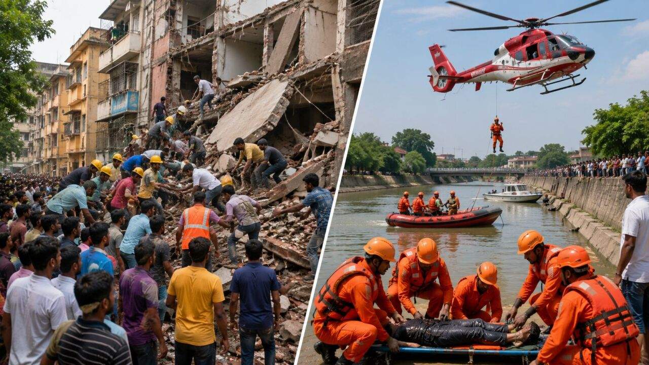 हादसे के बाद बचाव कार्य करते लोग और राहत टीम