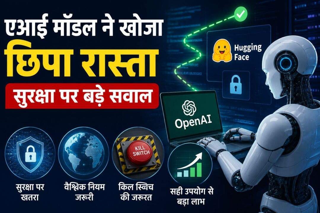 OpenAI AI Model से जुड़ी सांकेतिक तस्वीर, जिसमें AI चिप और साइबर सुरक्षा का दृश्य।