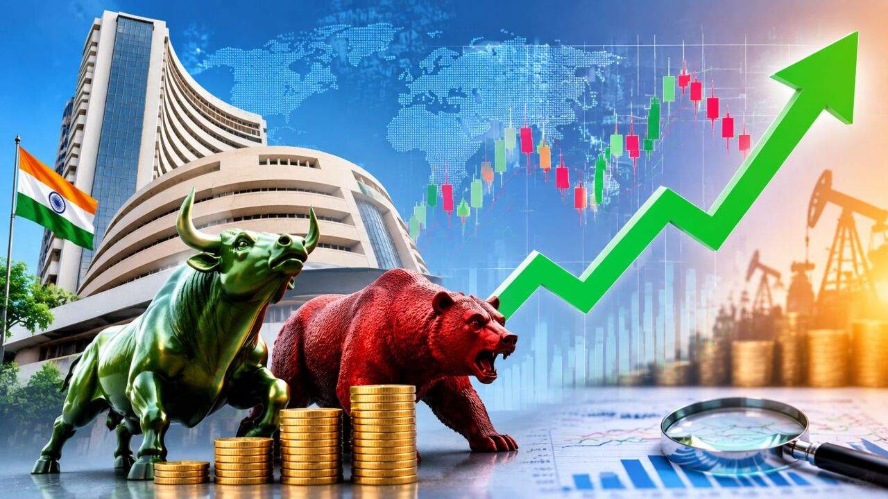शेयर बाजार में उतार-चढ़ाव दिखाता सेंसेक्स और निफ्टी ग्राफ