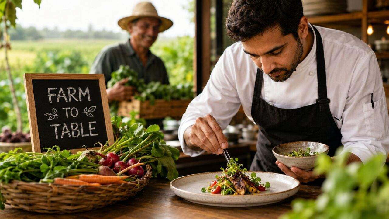 Restaurant में ताजा सामग्री से तैयार स्वादिष्ट भोजन की झलक