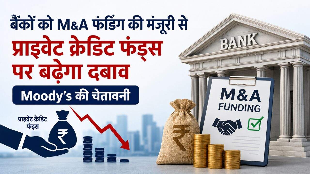 M&A फंडिंग में बैंकों की बढ़ती भूमिका और प्राइवेट क्रेडिट फंड्स पर Moody's की चेतावनी को दर्शाता प्रतीकात्मक चित्र।