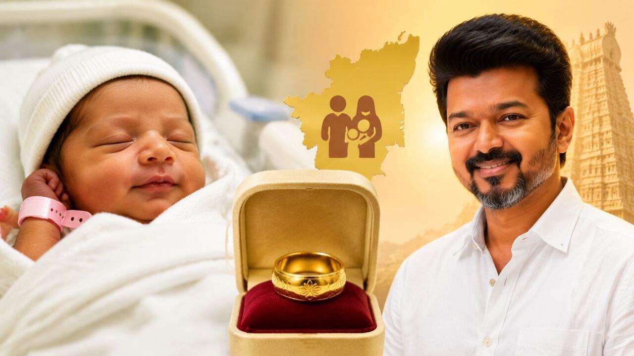 नवजात बच्चे के लिए सोने की अंगूठी और तमिलनाडु सरकार योजना का प्रतीकात्मक चित्र