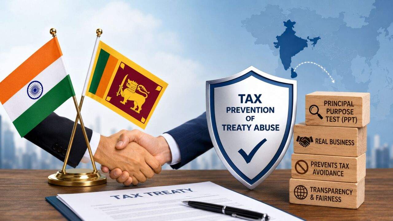 Tax Treaty के नए नियम के साथ भारत और श्रीलंका के झंडे
