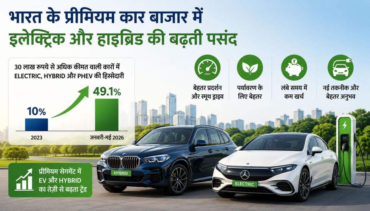 भारत के प्रीमियम कार बाजार में EV और Hybrid कारों की बढ़ती मांग