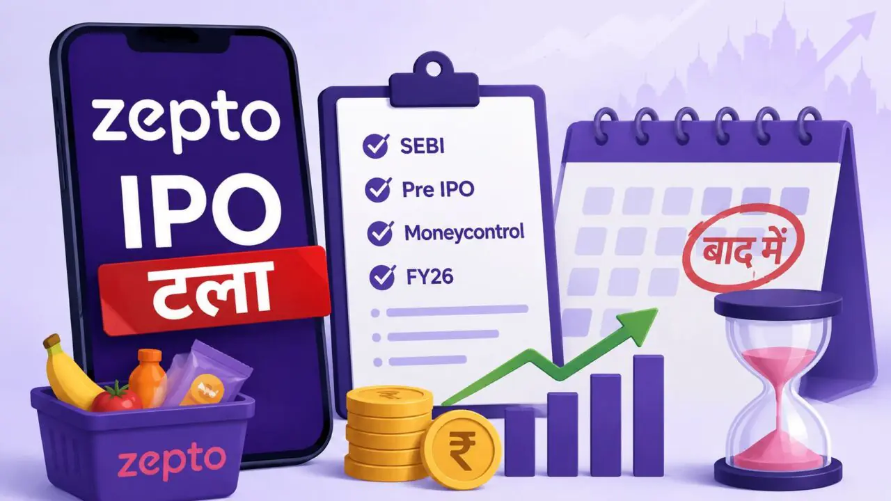 Zepto के IPO में देरी और नई फंडिंग योजना को दर्शाता प्रतीकात्मक चित्र।