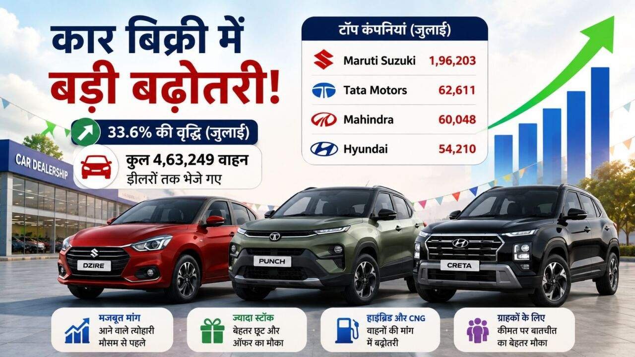 जुलाई में कार बिक्री बढ़ी, मारुति सुजुकी सबसे आगे