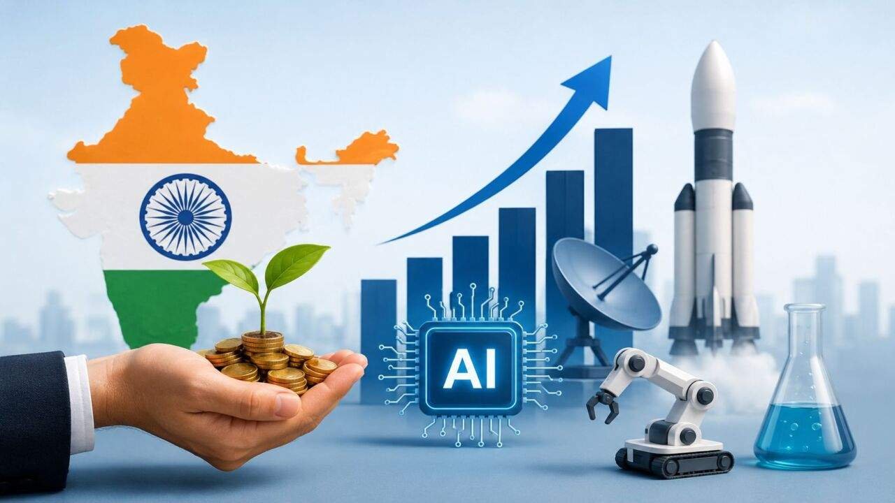 Deeptech स्टार्टअप में निवेश और नई तकनीक पर काम करती भारतीय टीम का प्रतीकात्मक दृश्य