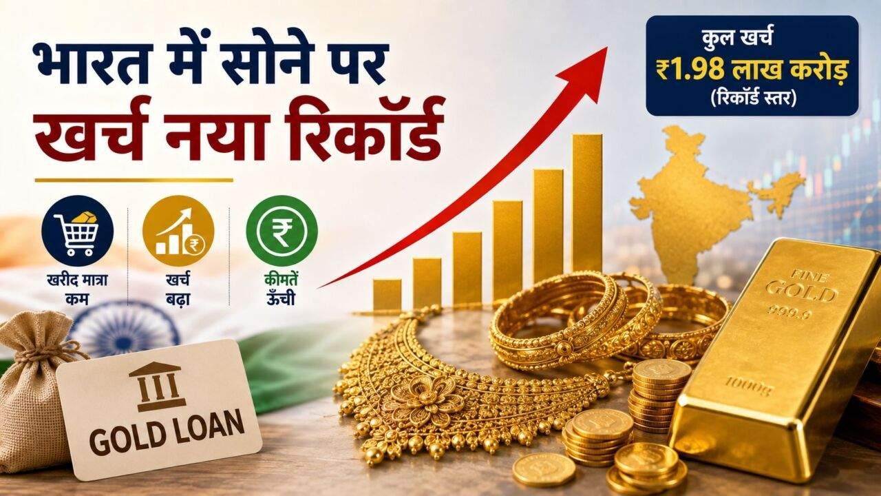 भारत में सोने की खरीदारी, गोल्ड ज्वेलरी और Gold ETF निवेश का प्रतीकात्मक दृश्य