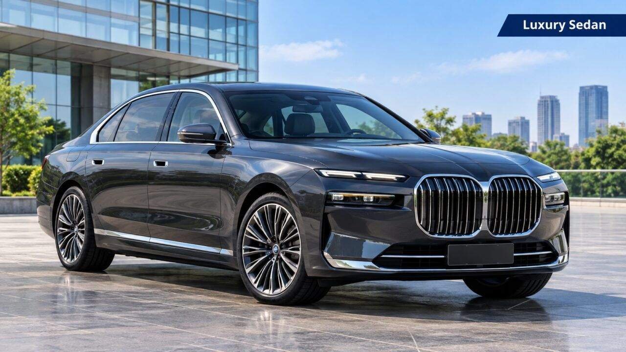 BMW 7 Series facelift खबर के लिए AI से बनाई गई प्रतीकात्मक luxury sedan तस्वीर
