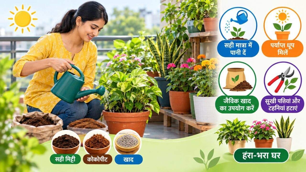 Garden Care Tips: गमलों में लगे हरे-भरे पौधों की देखभाल