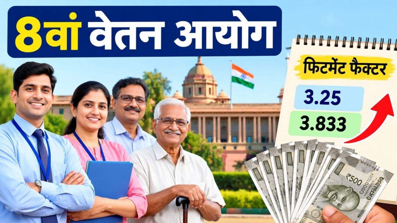 8th Pay Commission में 3.25 और 3.833 फिटमेंट फैक्टर से संभावित सैलरी की जानकारी