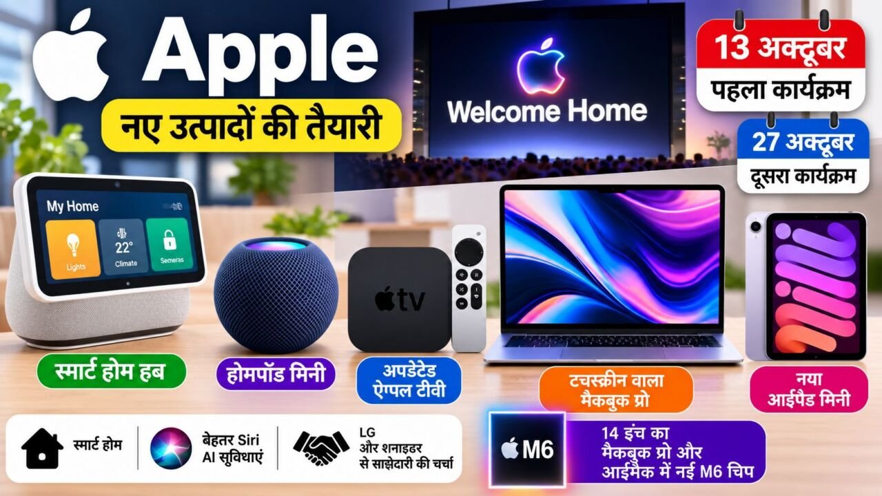 Apple October Launch 2026 में नए स्मार्ट होम हब और टचस्क्रीन मैकबुक प्रो की संभावित झलक